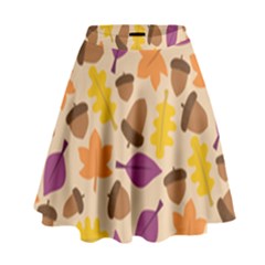 Acorn Leaves Pattern High Waist Skirt by HermanTelo