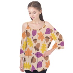 Acorn Leaves Pattern Flutter Tees