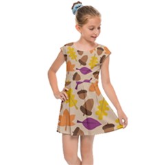 Acorn Leaves Pattern Kids  Cap Sleeve Dress by HermanTelo