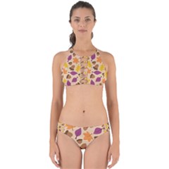 Acorn Leaves Pattern Perfectly Cut Out Bikini Set