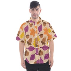 Acorn Leaves Pattern Men s Short Sleeve Shirt