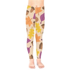 Acorn Leaves Pattern Kids  Legging by HermanTelo