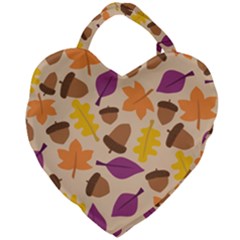 Acorn Leaves Pattern Giant Heart Shaped Tote by HermanTelo