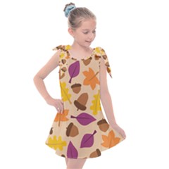 Acorn Leaves Pattern Kids  Tie Up Tunic Dress