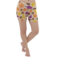 Acorn Leaves Pattern Lightweight Velour Yoga Shorts