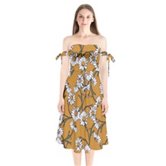 Daisy Shoulder Tie Bardot Midi Dress by BubbSnugg