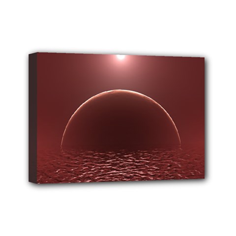 Alien Planet Exoplanet Ocean Mini Canvas 7  X 5  (stretched)