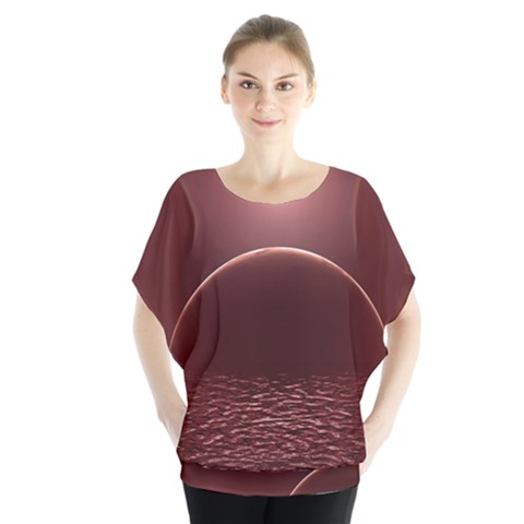 Alien Planet Exoplanet Ocean Batwing Chiffon Blouse by HermanTelo