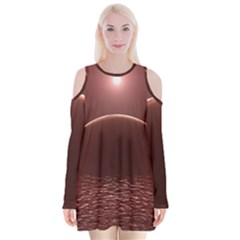 Alien Planet Exoplanet Ocean Velvet Long Sleeve Shoulder Cutout Dress by HermanTelo