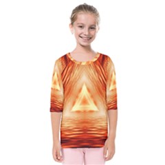 Abstract Orange Triangle Kids  Quarter Sleeve Raglan Tee