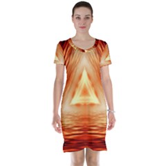 Abstract Orange Triangle Short Sleeve Nightdress