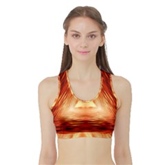 Abstract Orange Triangle Sports Bra With Border