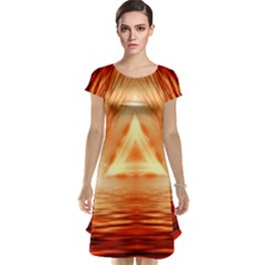 Abstract Orange Triangle Cap Sleeve Nightdress