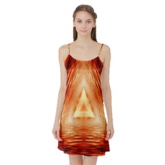 Abstract Orange Triangle Satin Night Slip