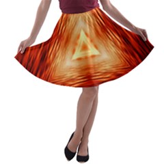 Abstract Orange Triangle A-line Skater Skirt