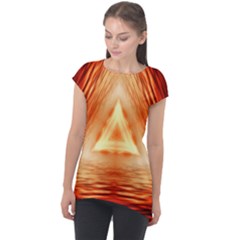 Abstract Orange Triangle Cap Sleeve High Low Top by HermanTelo