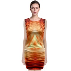 Abstract Orange Triangle Classic Sleeveless Midi Dress