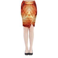 Abstract Orange Triangle Midi Wrap Pencil Skirt by HermanTelo