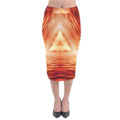 Abstract Orange Triangle Velvet Midi Pencil Skirt by HermanTelo