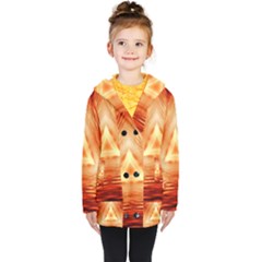 Abstract Orange Triangle Kids  Double Breasted Button Coat