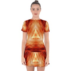 Abstract Orange Triangle Drop Hem Mini Chiffon Dress by HermanTelo