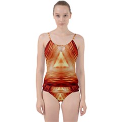 Abstract Orange Triangle Cut Out Top Tankini Set by HermanTelo