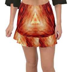 Abstract Orange Triangle Fishtail Mini Chiffon Skirt