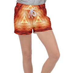 Abstract Orange Triangle Women s Velour Lounge Shorts