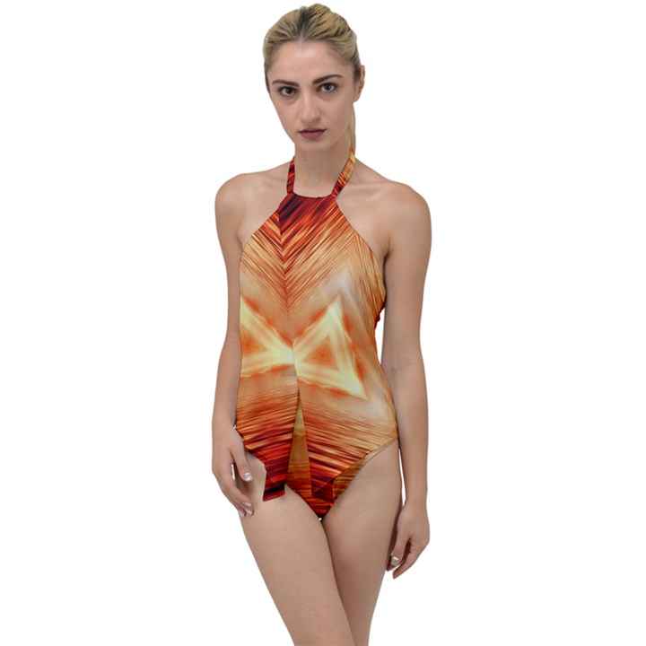 Abstract Orange Triangle Go with the Flow One Piece Swimsuit