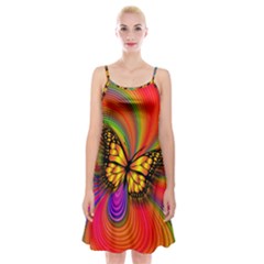 Arrangement Butterfly Spaghetti Strap Velvet Dress