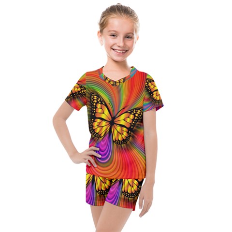 Arrangement Butterfly Kids  Mesh Tee And Shorts Set by HermanTelo