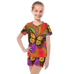 Arrangement Butterfly Kids  Mesh Tee And Shorts Set