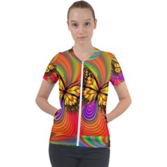 Arrangement Butterfly Short Sleeve Zip Up Jacket