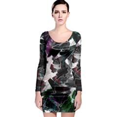 Abstract Science Fiction Long Sleeve Bodycon Dress