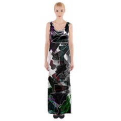 Abstract Science Fiction Maxi Thigh Split Dress