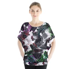 Abstract Science Fiction Batwing Chiffon Blouse