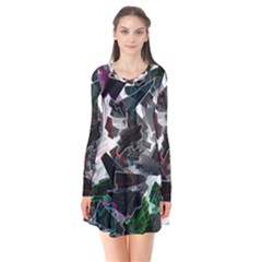 Abstract Science Fiction Long Sleeve V-neck Flare Dress by HermanTelo