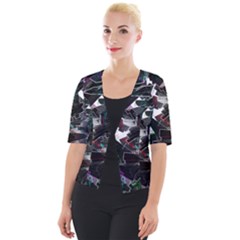 Abstract Science Fiction Cropped Button Cardigan