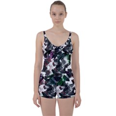 Abstract Science Fiction Tie Front Two Piece Tankini