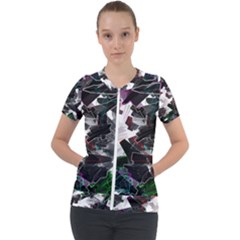 Abstract Science Fiction Short Sleeve Zip Up Jacket