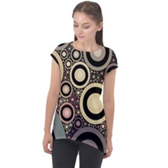 Art Retro Vintage Cap Sleeve High Low Top