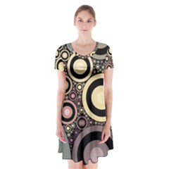 Art Retro Vintage Short Sleeve V-neck Flare Dress