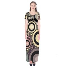 Art Retro Vintage Short Sleeve Maxi Dress