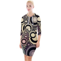 Art Retro Vintage Quarter Sleeve Hood Bodycon Dress