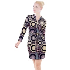 Art Retro Vintage Button Long Sleeve Dress