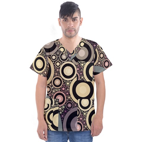 Art Retro Vintage Men s V-neck Scrub Top by HermanTelo