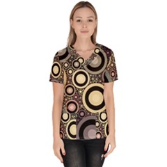 Art Retro Vintage Women s V-neck Scrub Top