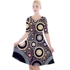 Art Retro Vintage Quarter Sleeve A-line Dress