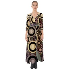 Art Retro Vintage Button Up Boho Maxi Dress