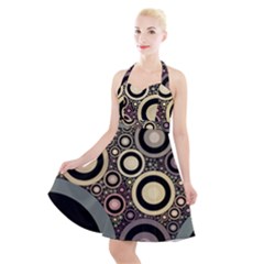 Art Retro Vintage Halter Party Swing Dress 